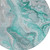 8' Teal Blue And Ivory Round Abstract Washable Indoor Outdoor Area Rug