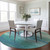 8' Turquoise Round Striped Washable Indoor Outdoor Area Rug
