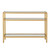 42" Clear and Gold Glass and Iron Console Table With Two Shelves