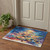 3' X 5' Navy Blue Gold And Red Floral Washable Area Rug With UV Protection