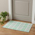3' X 5' Aqua Ivory And Green Plaid Washable Area Rug With UV Protection