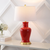 29" Red And Gold Urn Table Lamp With Drum Shade