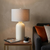 33" Cream Round Bedside Lamp With Drum Shade