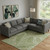 10' X 14' Olive Green Ivory And Beige Floral Washable Area Rug With UV Protection