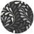 8' Black Gray And Ivory Round Botanical Leaves Washable Indoor Outdoor Area Rug