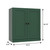 36" Green Solid Wood Adjustable Three Tier Library Bookcase with Two Doors