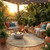 8' Taupe And Gold Round Striped Washable Indoor Outdoor Area Rug