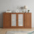 65" Coffee Solid Wood Two Drawer Sideboard With Four Glass Doors