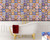 8" x 8" Blue Gold and Blush Mosaic Peel and Stick Removable Tiles