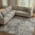 9' X 12' Linen Green And Blue Abstract Washable Area Rug With UV Protection