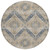 8' Beige And Teal Blue Round Tribal Washable Indoor Outdoor Area Rug
