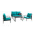 Black Lines and Aqua Outdoor Sofa Seating and Table Set
