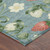 9' X 12' Teal Blue And Green Floral Washable Indoor Outdoor Area Rug
