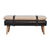 35" Black and Brown Genuine Leather and Solid Wood Upholstered Bench