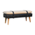 35" Black and Brown Genuine Leather and Solid Wood Upholstered Bench