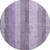 8' Purple And Ivory Striped Washable Round Rug With UV Protection
