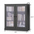 36" Gray Solid Wood Adjustable Three Tier Library Bookcase with Two Doors