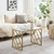 32" Gold And Glass Rectangular Abstract Coffee Table