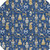 8' Navy Blue Gold Black And Gray Round Nutcracker Washable Indoor Outdoor Area Rug