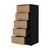 18" Black And Light Brown Wood Five Drawer Dresser