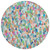 8' Teal Blue And Navy Blue Round Abstract Washable Indoor Outdoor Area Rug