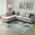 9' X 12' Teal Charcoal And Beige Geometric Washable Area Rug With UV Protection