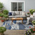 5' X 8' Navy Blue And Blue Abstract Washable Indoor Outdoor Area Rug