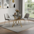 35" White and Gold Glass and Steel Round Trestle Coffee Table