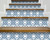 4" X 4" Teal And White Mosaic Peel And Stick Removable Tiles