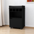 22" Black Wood Rolling Bar Cart With Wine Storage