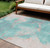 10' X 14' Teal Blue Peach And Ivory Abstract Washable Indoor Outdoor Area Rug