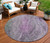 8' Plum And Ivory Round Abstract Washable Indoor Outdoor Area Rug