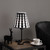 16" Black Bedside Table Lamp With Black And White Polka Dots Empire Shade