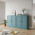 64" Aqua Solid Wood Sideboard With Four Doors
