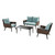 Brown Woven and Pale Aqua Outdoor Sofa Seating and Table Set