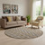 8' Taupe Beige And Copper Moroccan Washable Round Rug With UV Protection