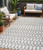 5' X 8' Cream And Black Trellis Indoor Outdoor Area Rug