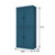 72" Teal Blue Solid Wood Adjustable Six Tier Library Bookcase with Four Doors