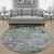 8' Fern Green Gray And Ivory Abstract Washable Round Rug With UV Protection