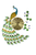 27" Gold Blue And Green Metal Silent Analog Peacock Novelty Wall Clock