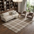 8' X 10' Brown Ivory And Gold Plaid Washable Area Rug With UV Protection