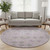 8' Plum And Gray Geometric Washable Round Rug With UV Protection