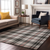 10' X 14' Black Red And Ivory Plaid Washable Area Rug With UV Protection