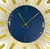 27" Gold And Blue Metal Silent Analog Sunburst Wall Clock