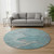 8' Teal And Beige Abstract Washable Round Rug With UV Protection