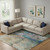 9' X 12' Teal And Beige Abstract Washable Area Rug With UV Protection