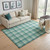 5' X 8' Aqua Ivory And Green Plaid Washable Area Rug With UV Protection