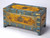 32" Brown and Blue Solid Wood and Wood Coffee Table