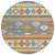 8' Gray And Silver Round Southwestern Washable Indoor Outdoor Area Rug