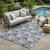 5' X 8' Navy Blue And Blue Floral Washable Indoor Outdoor Area Rug